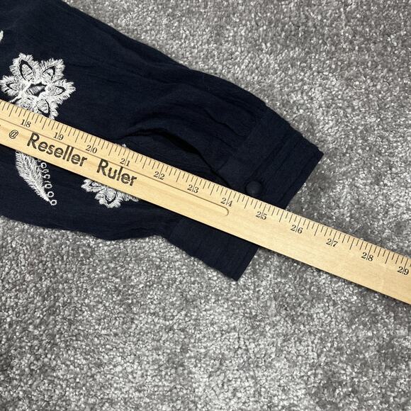 J Jill Blouse Womens Extra Large Petite Embroidered Floral Boho Flowy Buttons - Picture 14 of 15